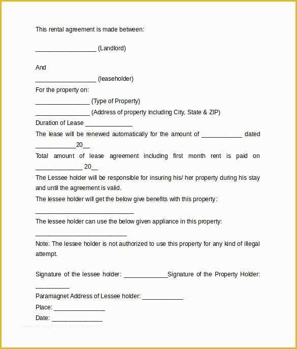 Easy Free Rental Agreement Template Of 8 Basic Rental Agreement Letter Templates