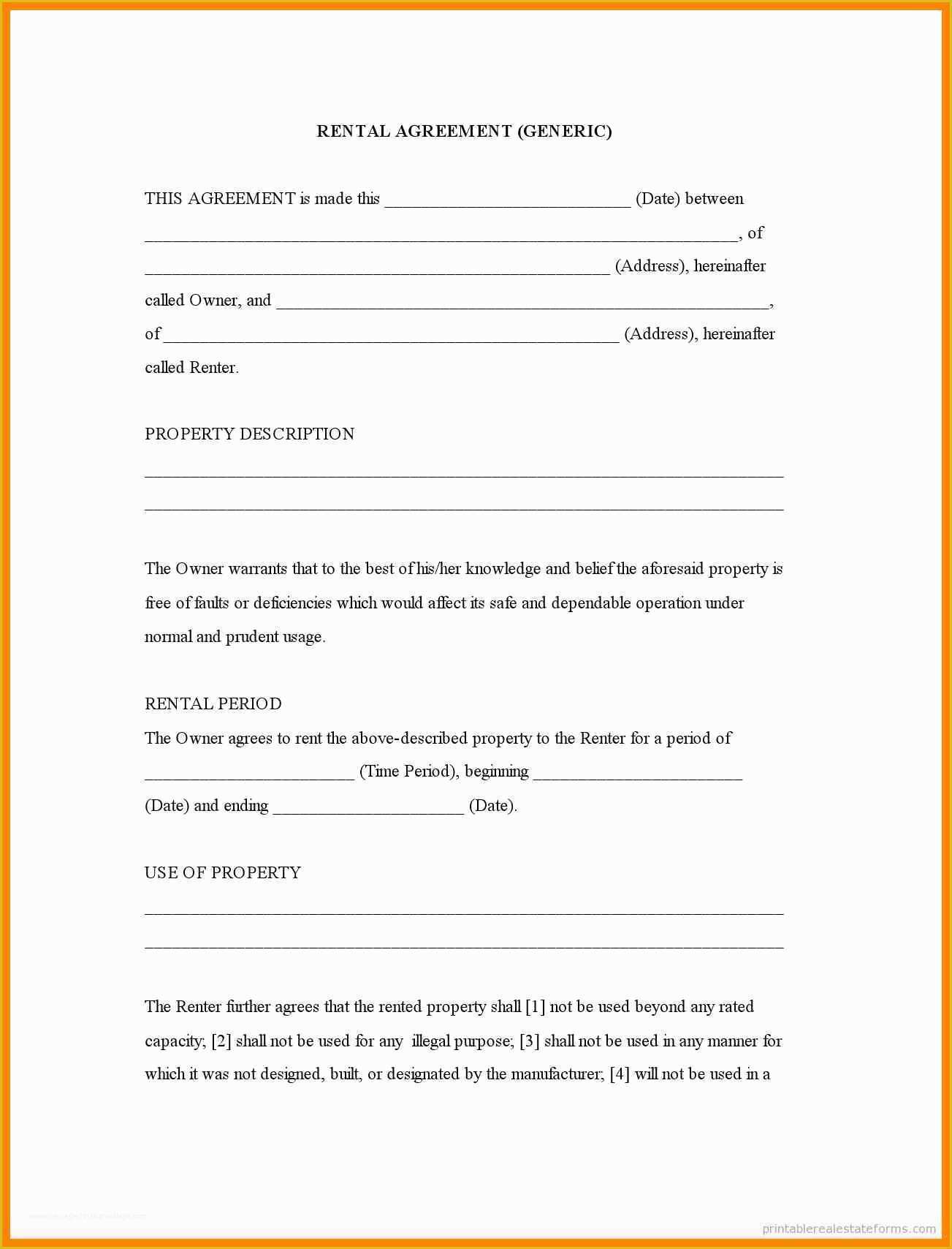 Easy Free Rental Agreement Template Of 9 Free Printable Basic Rental Agreement