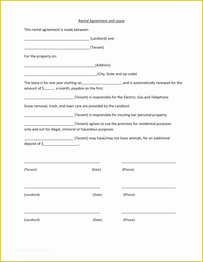 Easy Free Rental Agreement Template Of E Page Rental Agreement