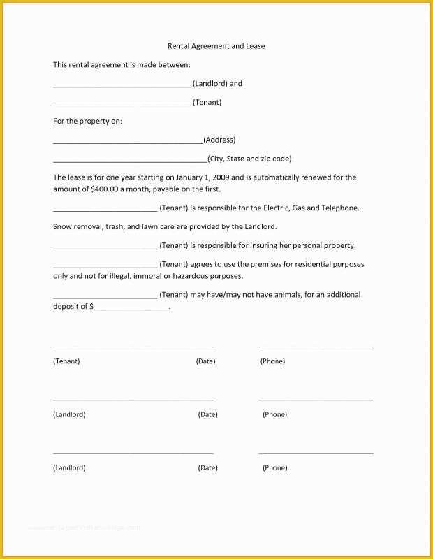 Easy Free Rental Agreement Template Of Simple Rental Agreement