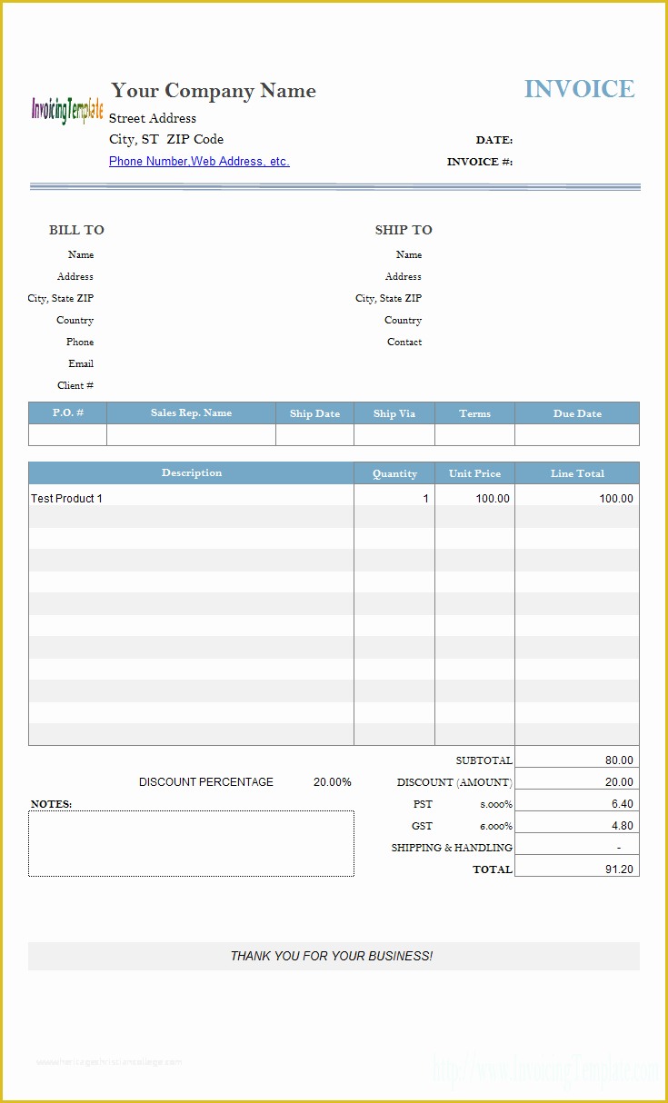 Easy Invoice Template Free Of Simple Sample Discount Amount Field