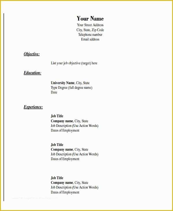 Easy Resume Template Free Of 19 Basic Resume format Templates Pdf Doc