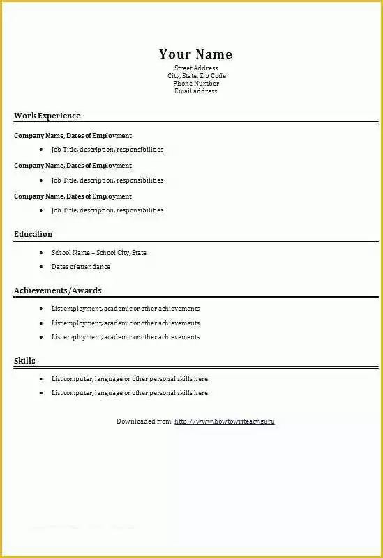 Easy Resume Template Free Of Basic Resume formats Simple Easy Resume Templates Easy