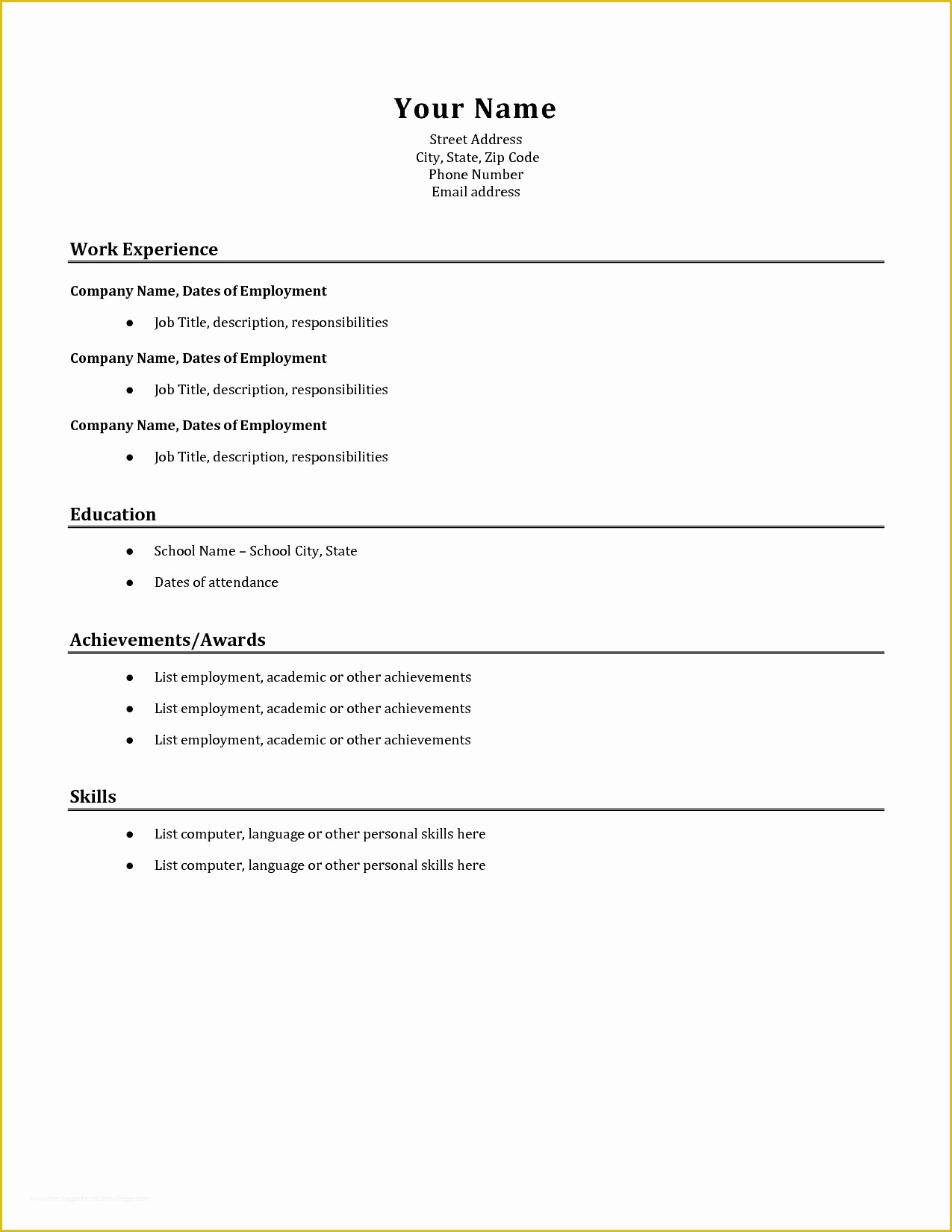 Easy Resume Template Free Of Easy Resume Template