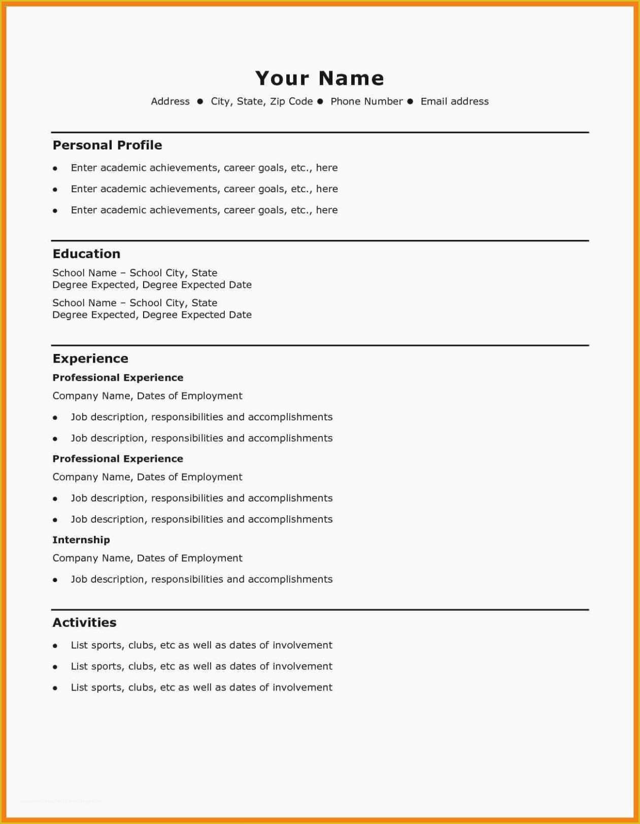 Easy Resume Template Free Of Resume and Template Fabulous Easy Resume Examples for
