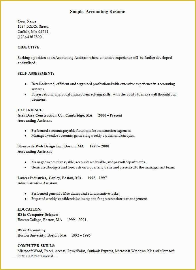 Easy Resume Template Free Of Simple Resume Template 46 Free Samples Examples