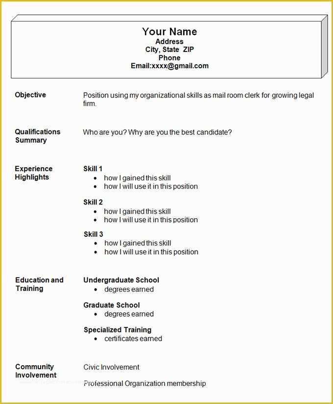 Easy Resume Template Free Of Simple Resume Template 46 Free Samples Examples