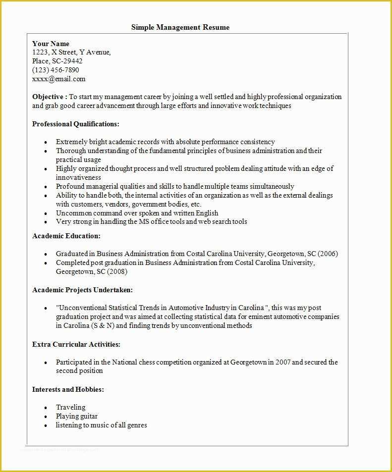 Easy Resume Template Free Of Simple Resume Template 46 Free Samples Examples