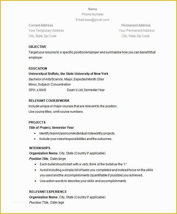 Easy Resume Template Free Of Simple Resume Template 46 Free Samples Examples