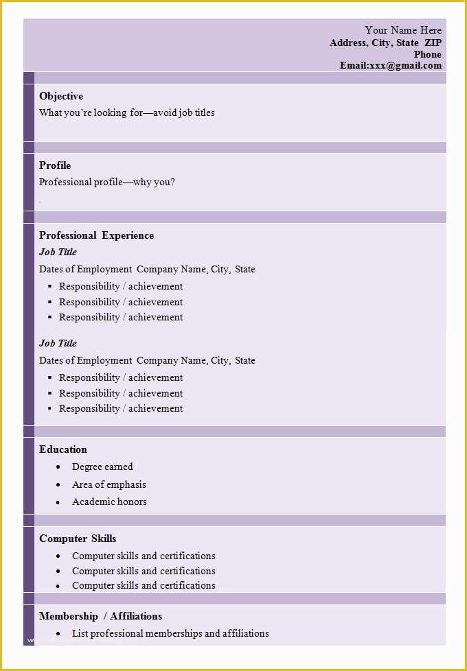 Easy Resume Template Free Of Simple Resume Template 46 Free Samples Examples