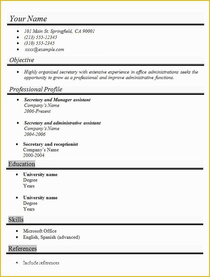 Easy Resume Template Free Of Simple Resume Template 46 Free Samples Examples