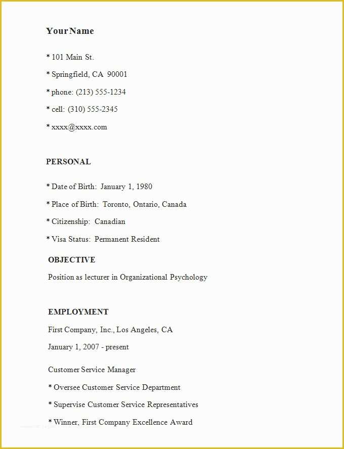 Easy Resume Template Free Of Simple Resume Template 46 Free Samples Examples