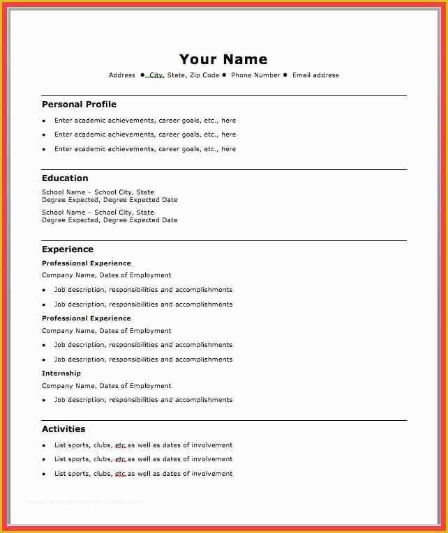 Easy Resume Template Free Of Simple Resume Template Word