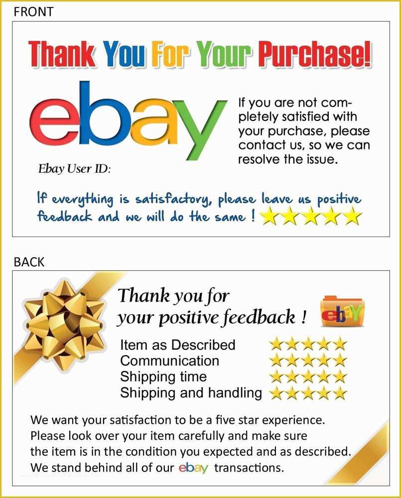 Ebay Selling Templates Free Of 100 Thank You Business Card for Ebay Seller Free Shipping