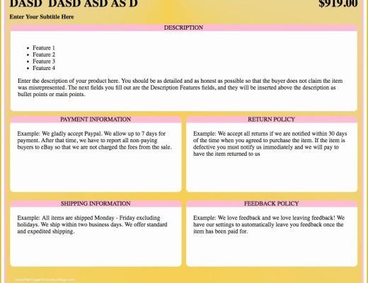 Ebay Selling Templates Free Of Best Free HTML Ebay Listing Templates Download