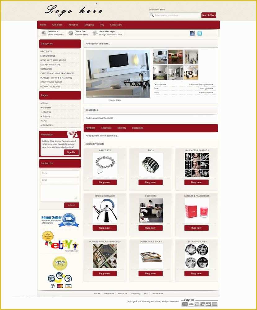 Ebay Store Templates Free Of Ebay HTML Auction Listing Custom Template Design Ebay