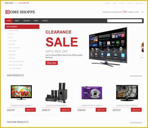 Ecommerce Website Templates Free Download HTML with Css Of Home Shoppe Line Shopping Cart Mobile Website Template