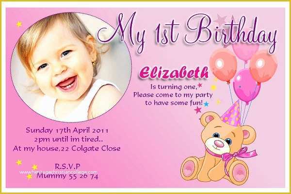 Editable Birthday Invitations Templates Free Of 1st Birthday Invitations Girl Template Free