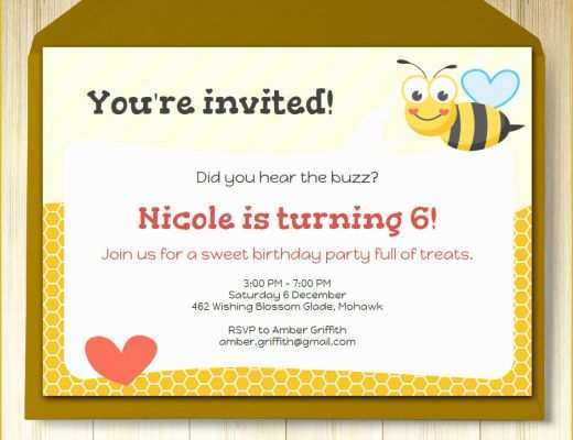 Editable Birthday Invitations Templates Free Of Bumble Bee Party Invitation Template Editable Invite