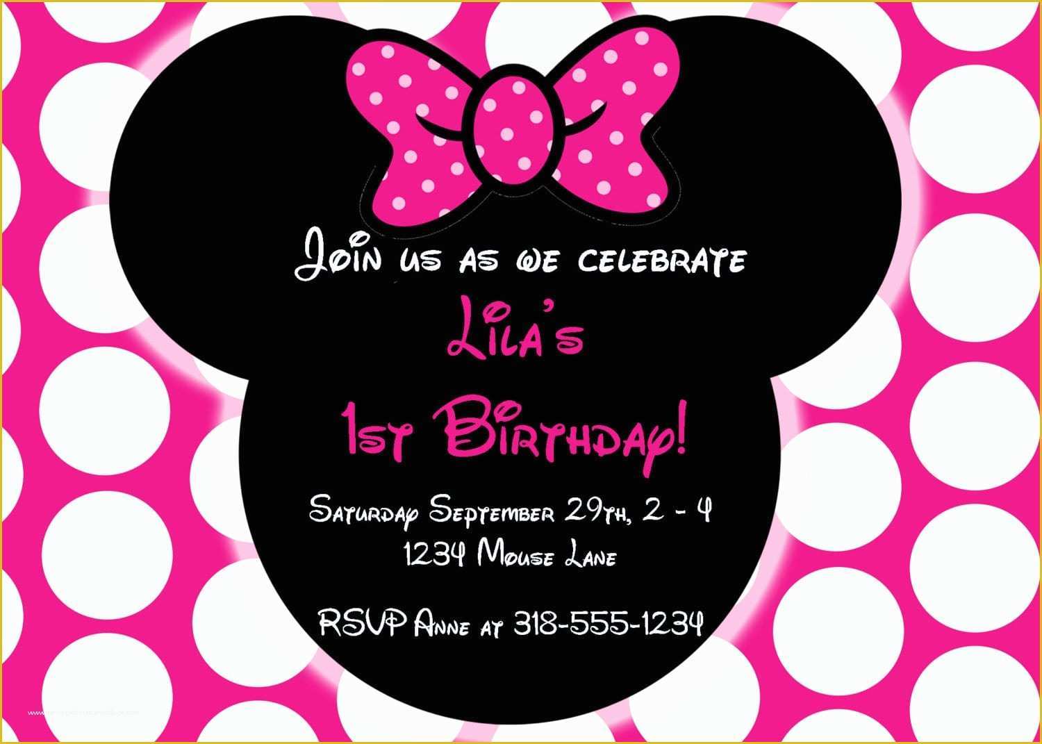 Editable Birthday Invitations Templates Free Of Editable Free Minnie Mouse Invitation