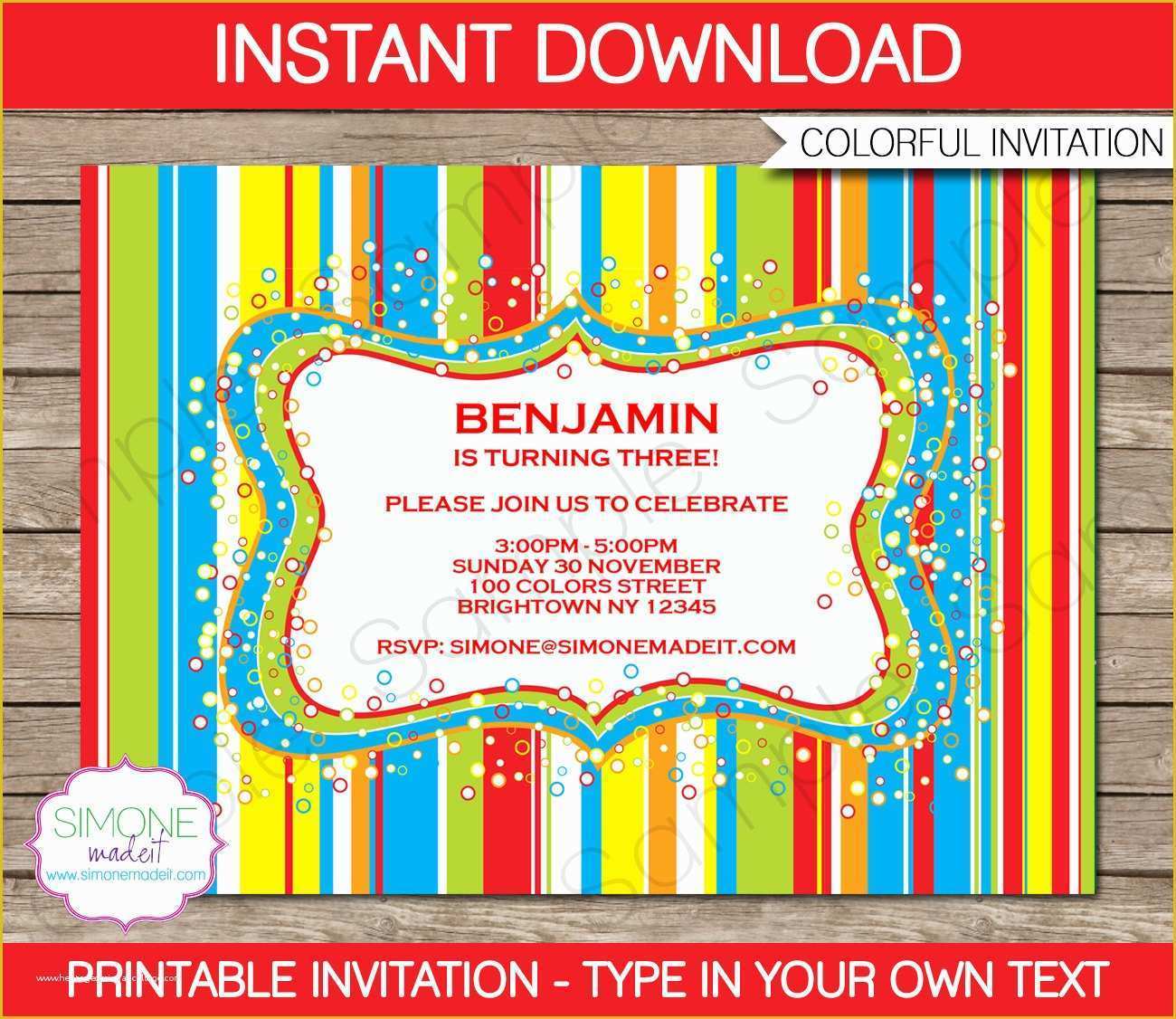 Editable Birthday Invitations Templates Free Of Editable Invitation Template Birthday Party Instant