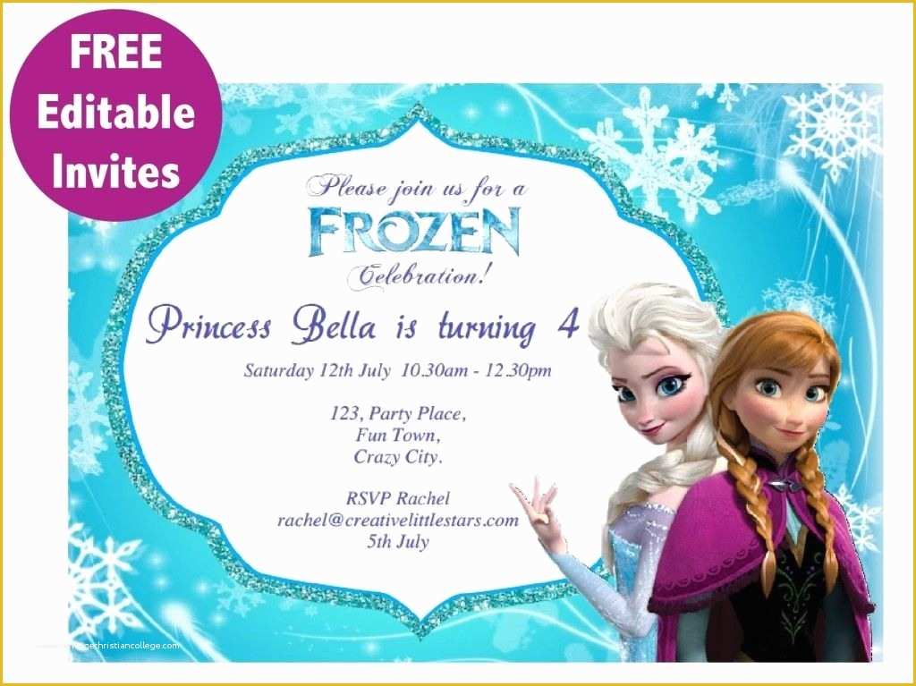 Editable Birthday Invitations Templates Free Of Frozen Editable Birthday Invitation Cards Templates