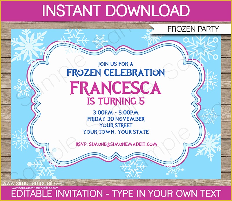 Editable Birthday Invitations Templates Free Of Frozen Invitation Template