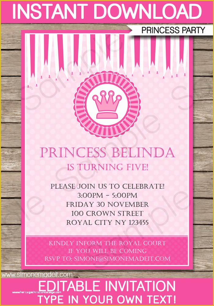 Editable Birthday Invitations Templates Free Of Princess Party Invitations Template