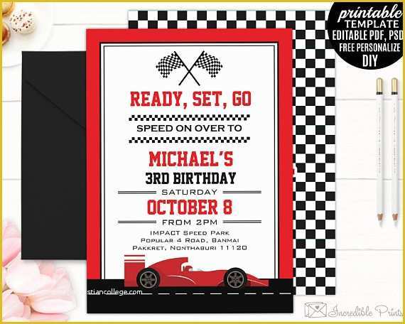 Editable Birthday Invitations Templates Free Of Race Car Boy Birthday Invitation Template Boy Birthday Party