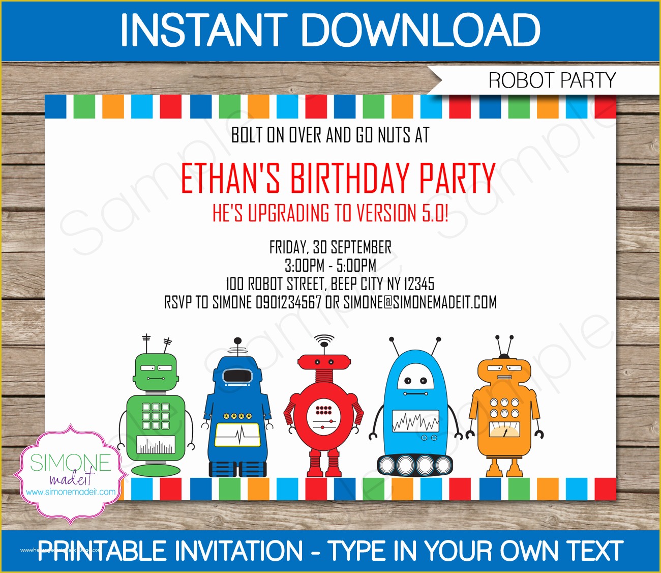 Editable Birthday Invitations Templates Free Of Robot Party Invitations Template