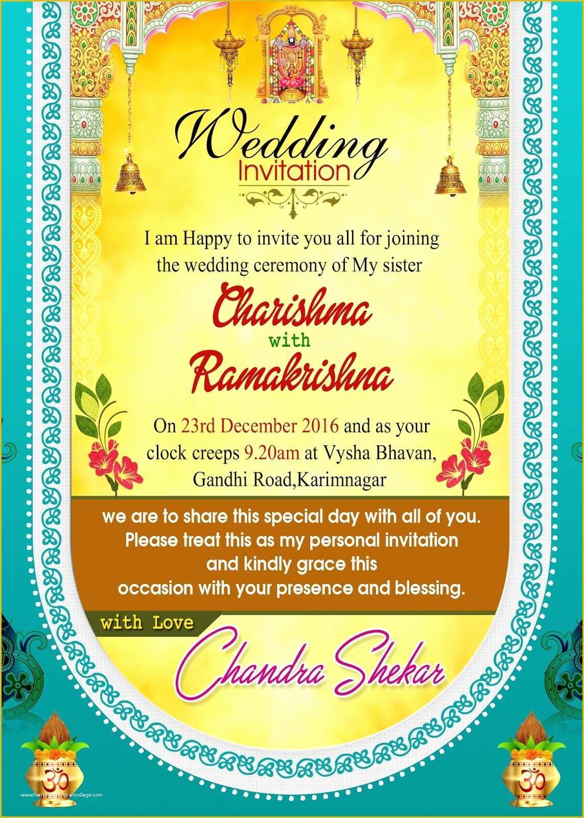 Editable Hindu Wedding Invitation Cards Templates Free Download Of Pin