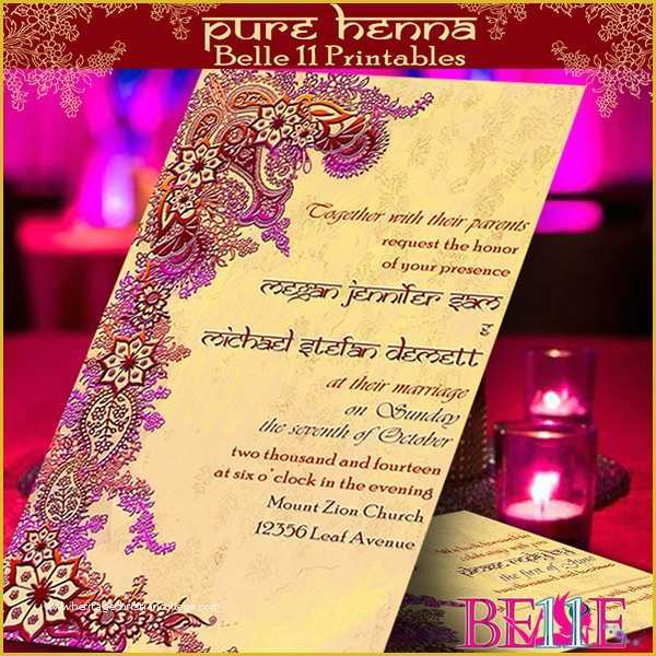Editable Hindu Wedding Invitation Cards Templates Free Download Of Printable Invitation Henna Bollywood Indian theme On Behance