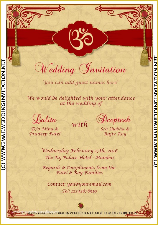 Editable Indian Wedding Invitation Templates Free Download Of Diy Email Indian Wedding Card Template Baroque Style