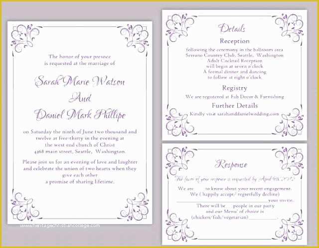 Editable Indian Wedding Invitation Templates Free Download Of Purple Wedding Purple Invitation Instant Download Wedding
