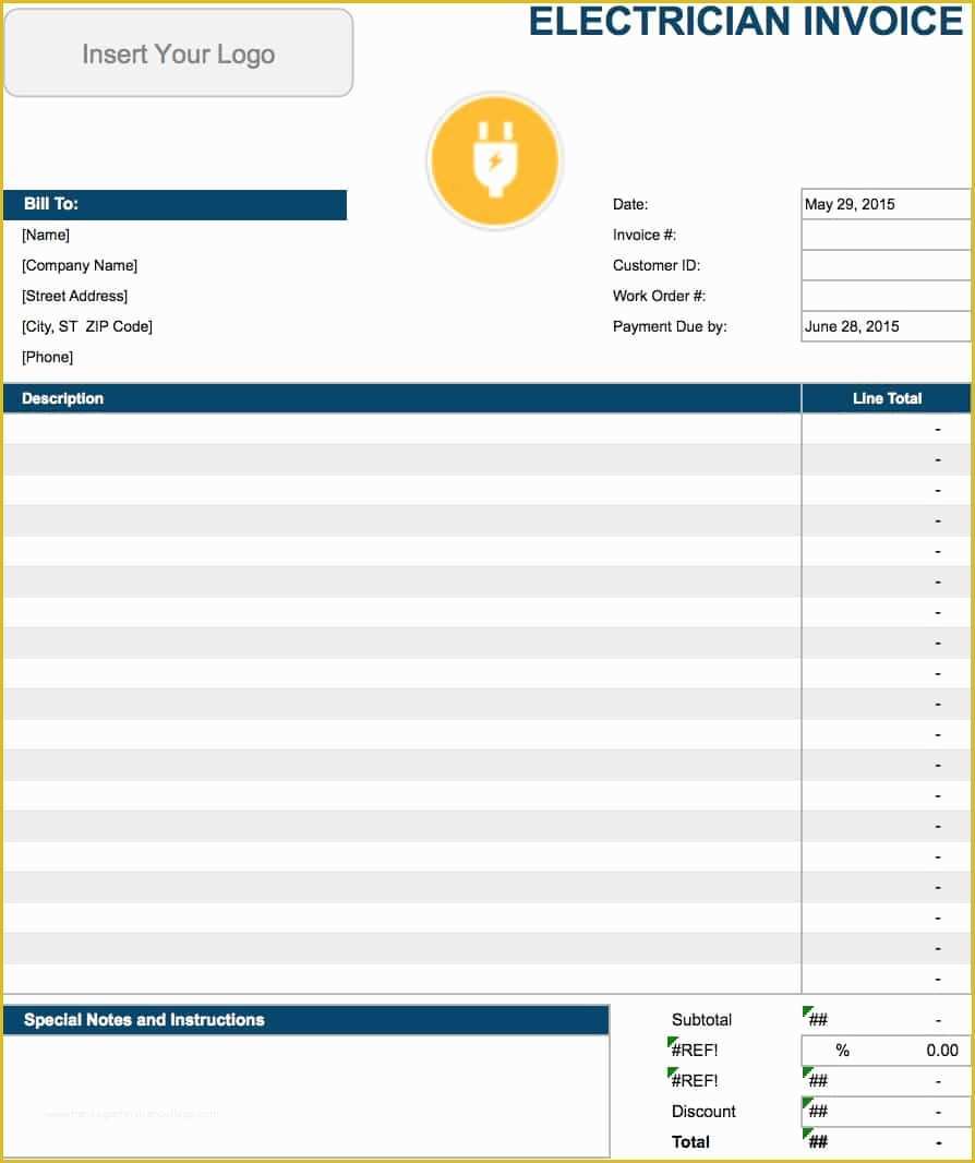 Electrical Contractor Invoice Template Free Of Electrical Invoice Template