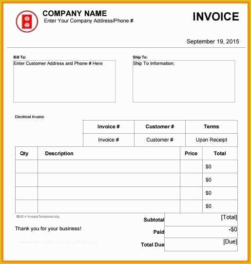 Electrician Invoice Template Free Of 10 Electrical Invoice