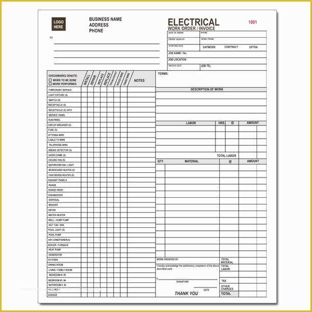 Electrician Invoice Template Free Of Electrical Contractor forms Custom Carbonless orders