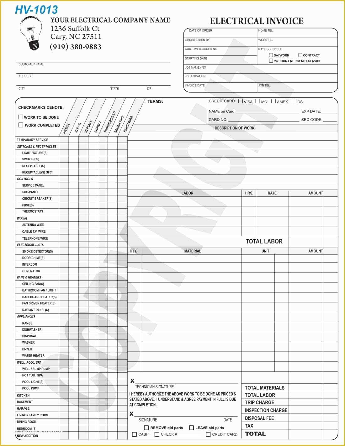 Electrician Invoice Template Free Of Electrical Invoice Template Sample Invoice Electrical Work