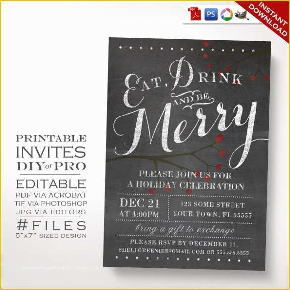 Electronic Holiday Invitation Templates Free Of Chalkboard Invitation Template 43 Free Jpg Psd