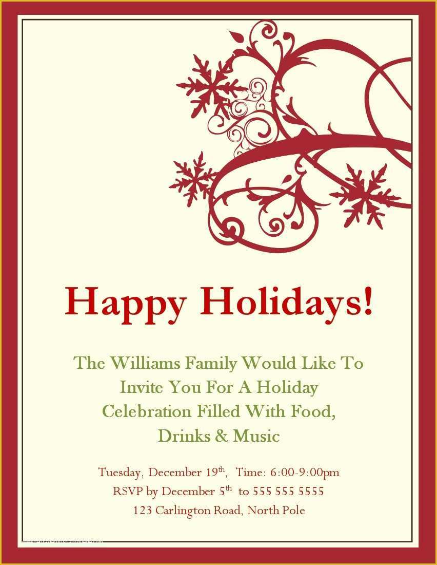 Electronic Holiday Invitation Templates Free Of Holiday Invitation Template