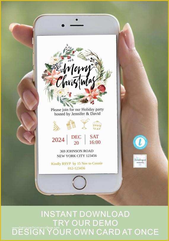 Electronic Holiday Invitation Templates Free Of Xmas Invitation Christmas Invitation Template Electronic