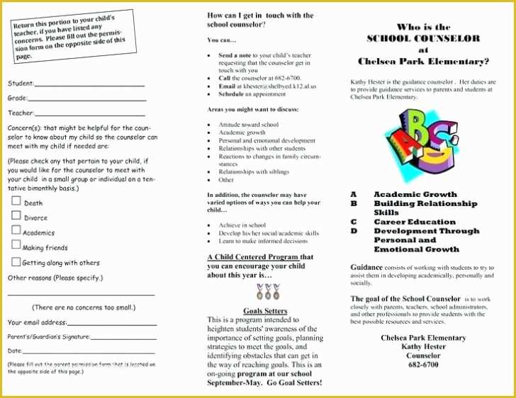 Elementary School Brochure Template Free Of Elementary School Counselor Brochure Template Word