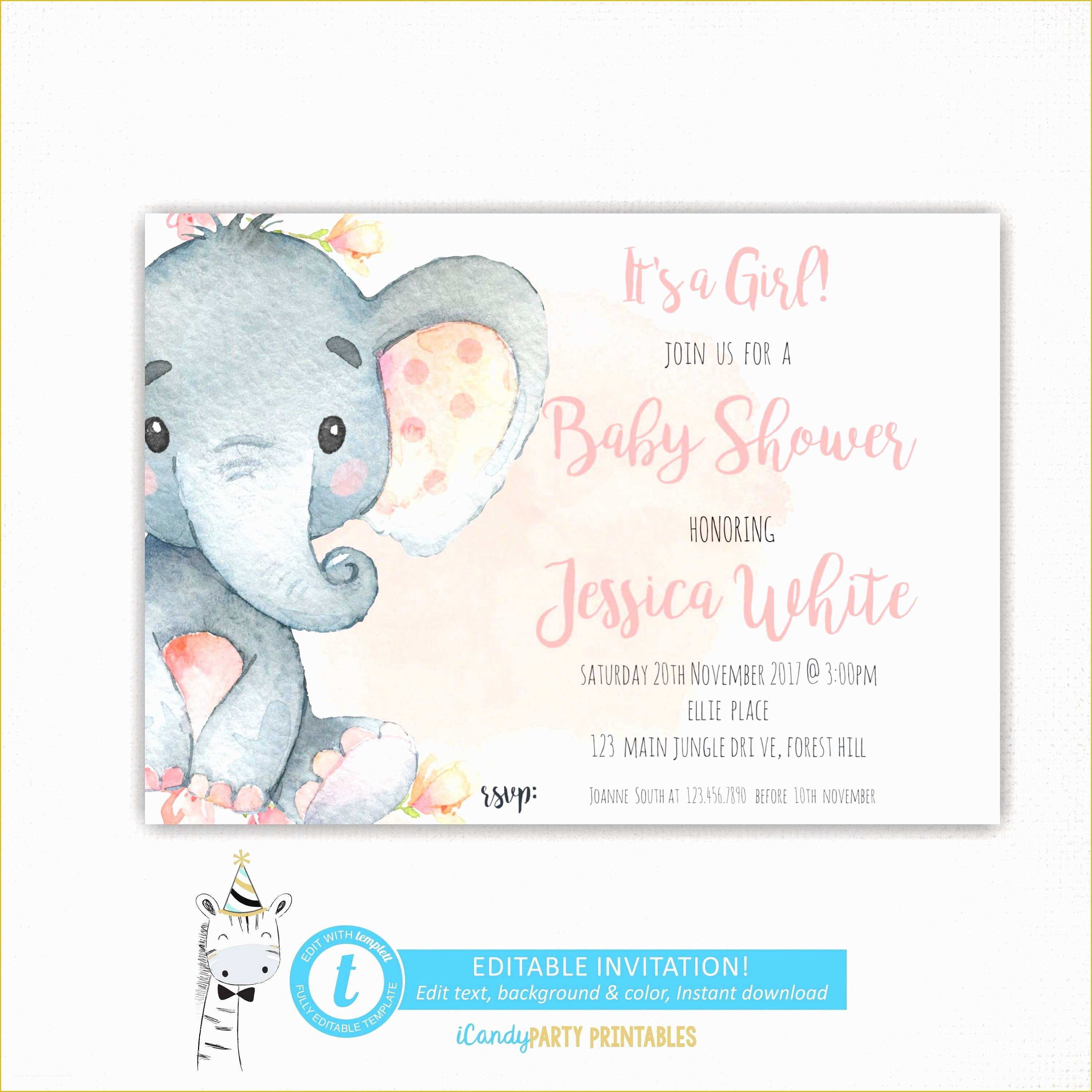 Elephant Baby Shower Invitations Free Template Of Awesome Elephant Baby Shower Invitation Templates