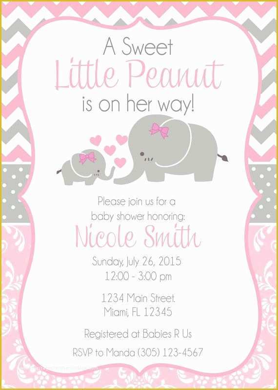 Elephant Baby Shower Invitations Free Template Of Baby Shower Invitation Baby Elephant themed by