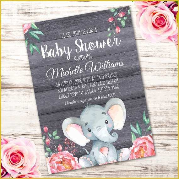 Elephant Baby Shower Invitations Free Template Of Elephant Baby Shower Invitation Printable Edit with