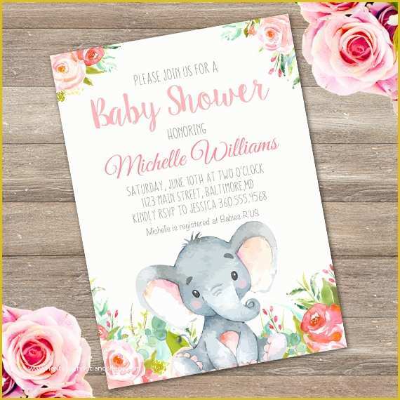 Elephant Baby Shower Invitations Free Template Of Elephant Baby Shower Invitation Printable Edit with