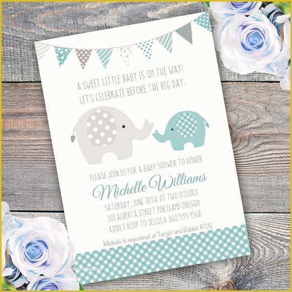 Elephant Baby Shower Invitations Free Template Of Elephant Baby Shower Invitation Template Edit with Adobe