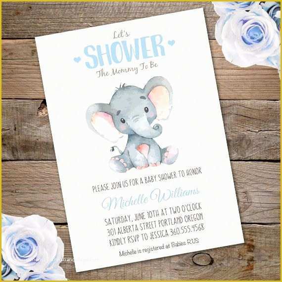 Elephant Baby Shower Invitations Free Template Of Elephant Baby Shower Invitation Template – Edit with Adobe