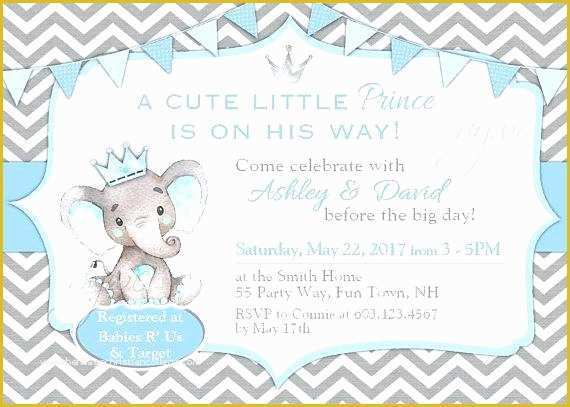 Elephant Baby Shower Invitations Free Template Of Elephant Baby Shower Invitations Boy Royal Prince Baby