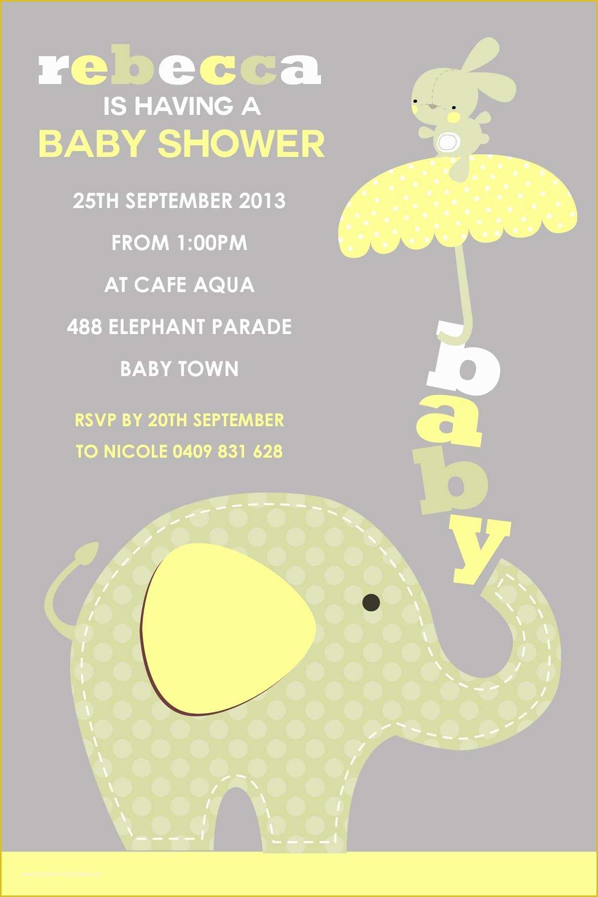 Elephant Baby Shower Invitations Free Template Of Elephant Baby Shower Invitations Templates